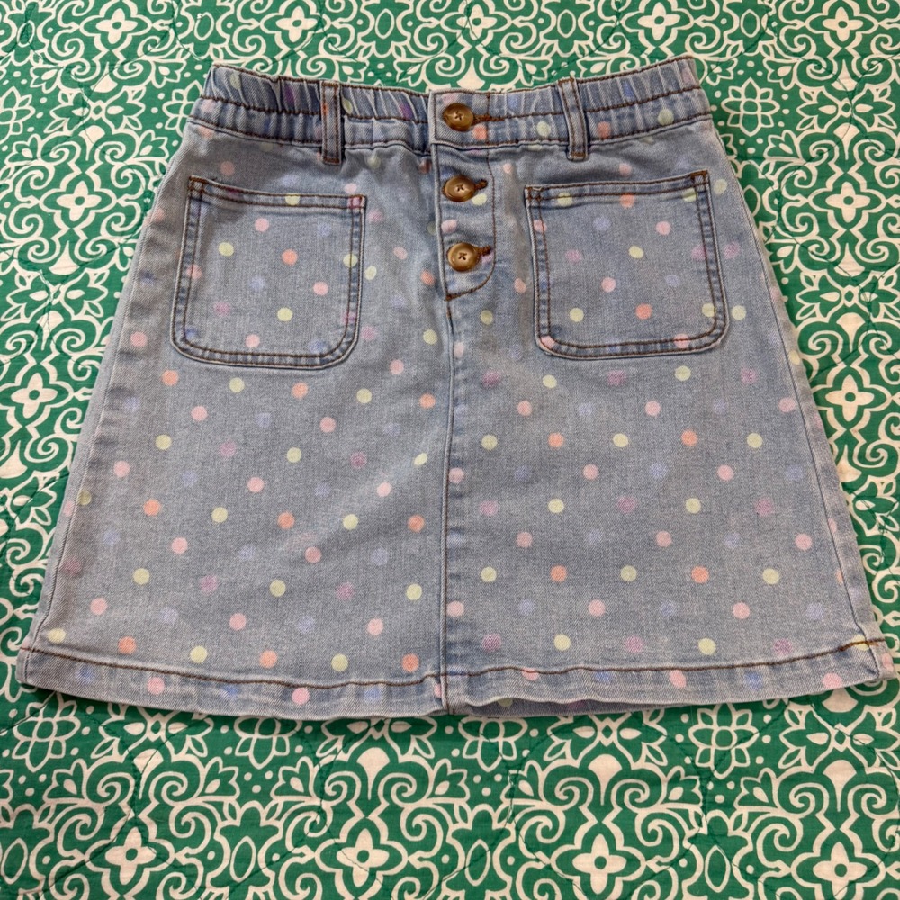 Charlotte by Cato Girls Blue Denim Polka Dot‎ Mini Skirt Size 12 Pastel 290720